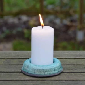 Ljusstake i raku | Turkos